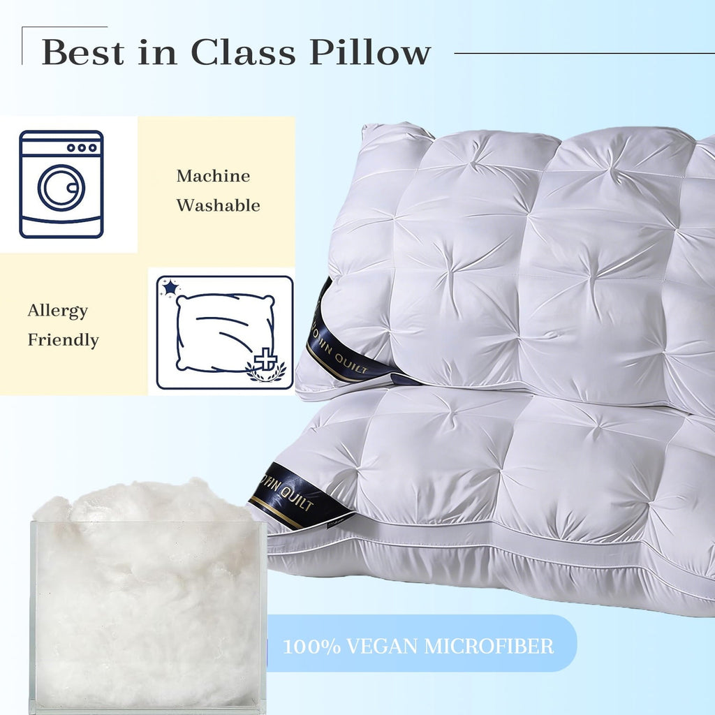 Ergonomic Memory Foam 2-Pack White Twisted Bed Pillows (20" x 16.5") - Soft Plush Down Alternative, Breathable and Hypoallergenic, Standard... - Hotel Quality Plush Sleeping Pillows Detail