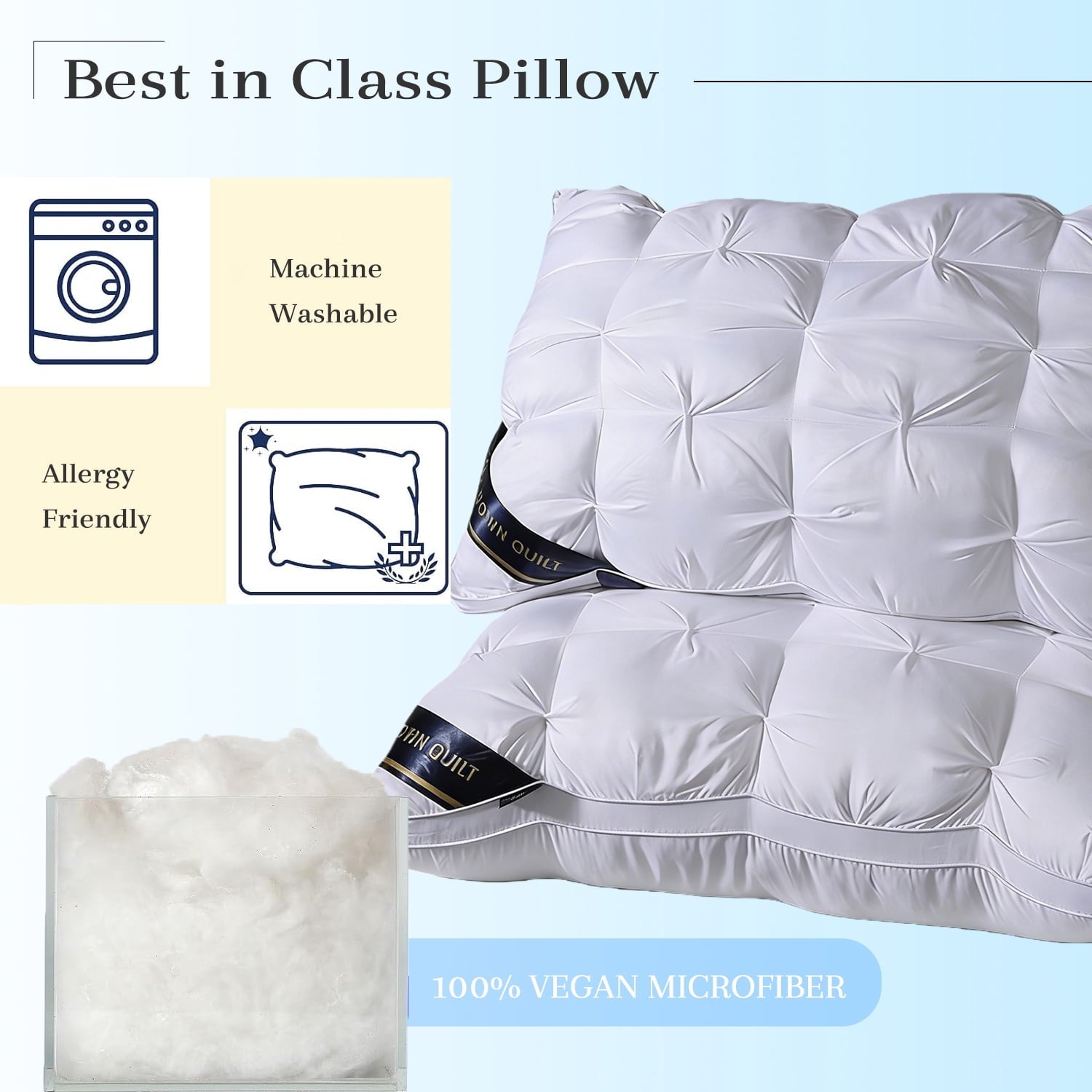 Ergonomic Memory Foam 2-Pack White Twisted Bed Pillows (20" x 16.5") - Soft Plush Down Alternative, Breathable and Hypoallergenic, Standard... - Hotel Quality Plush Sleeping Pillows Detail