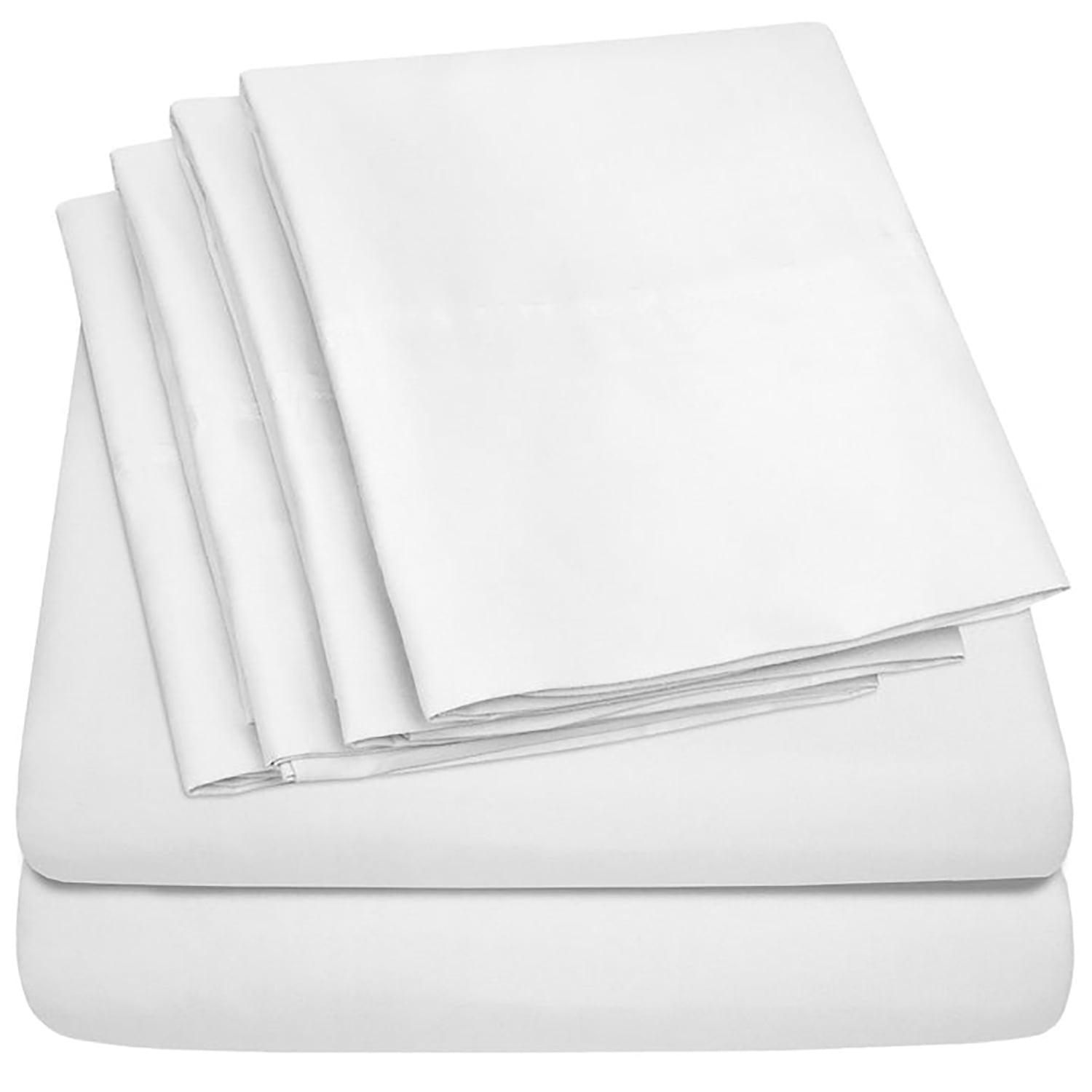 Premium Egyptian Cotton Hotel Collection Rayon derived - 6 Piece, Queen, White - Breathable Egyptian Cotton Flat & Fitted Sheets Detail