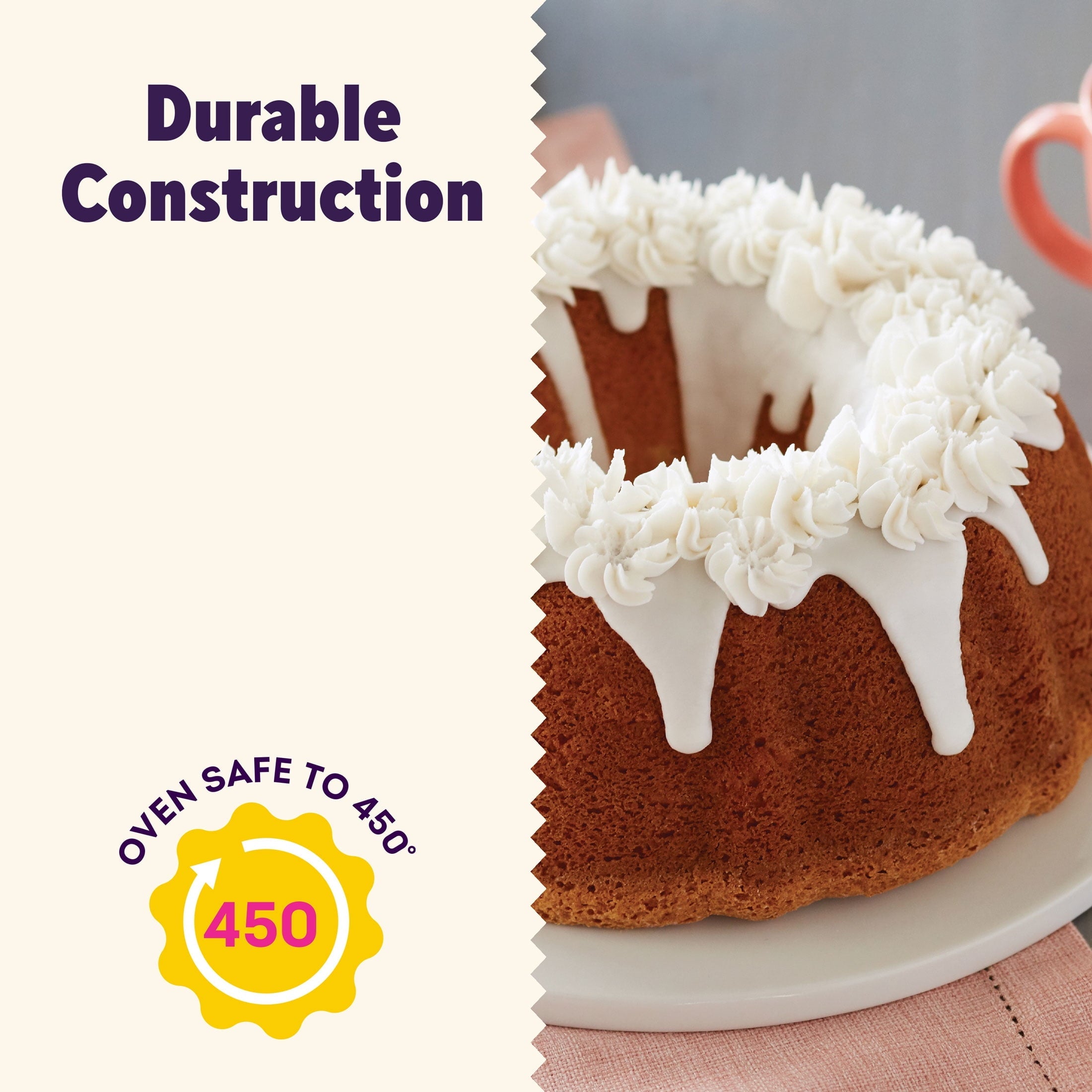 Ergonomic Manual Everyday Non-Stick Bundt Cake Pan 6" Fluted Tube Baking Pan, Packaging May Vary - Premium Stainless Steel Garlic Presser & Peeler Detail