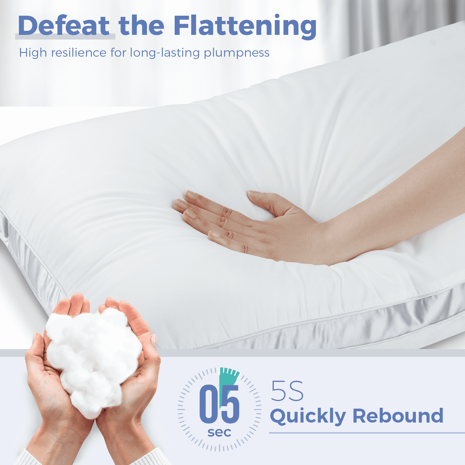 Fluffy Shredded Bed Pillows King Size Set of 2, Luxury Hotel Quality,Fluffy and Supportive Gusseted Bed Pillows for Side, Back, or St... - Orthopedic Shredded Foam Bed Pillow Set Detail