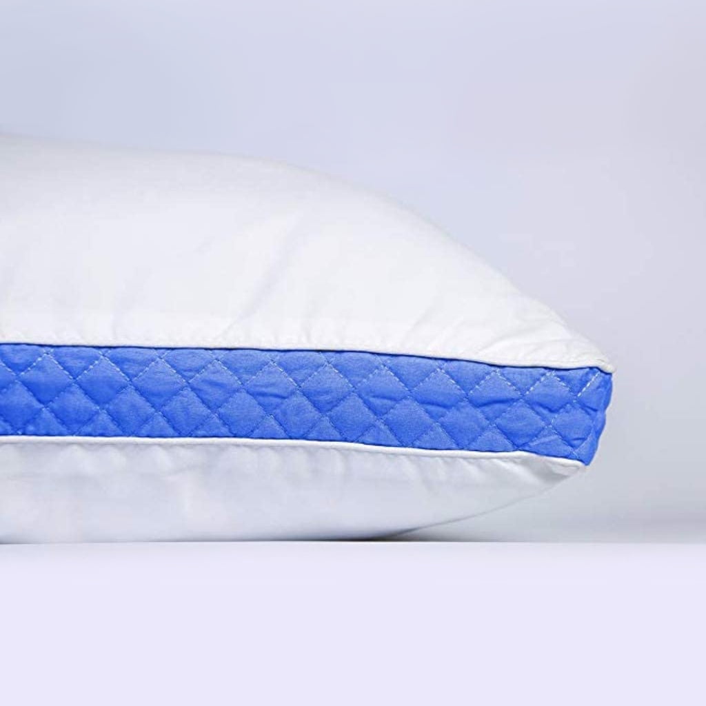 Ergonomic Memory Foam Gusseted Quilted King Size Bed Pillows Set of 2, Blue Bed Pillows for Side Sleepers and Back Sleepers - Decorative Throw Pillow Cushion for Sofa & Bed Detail