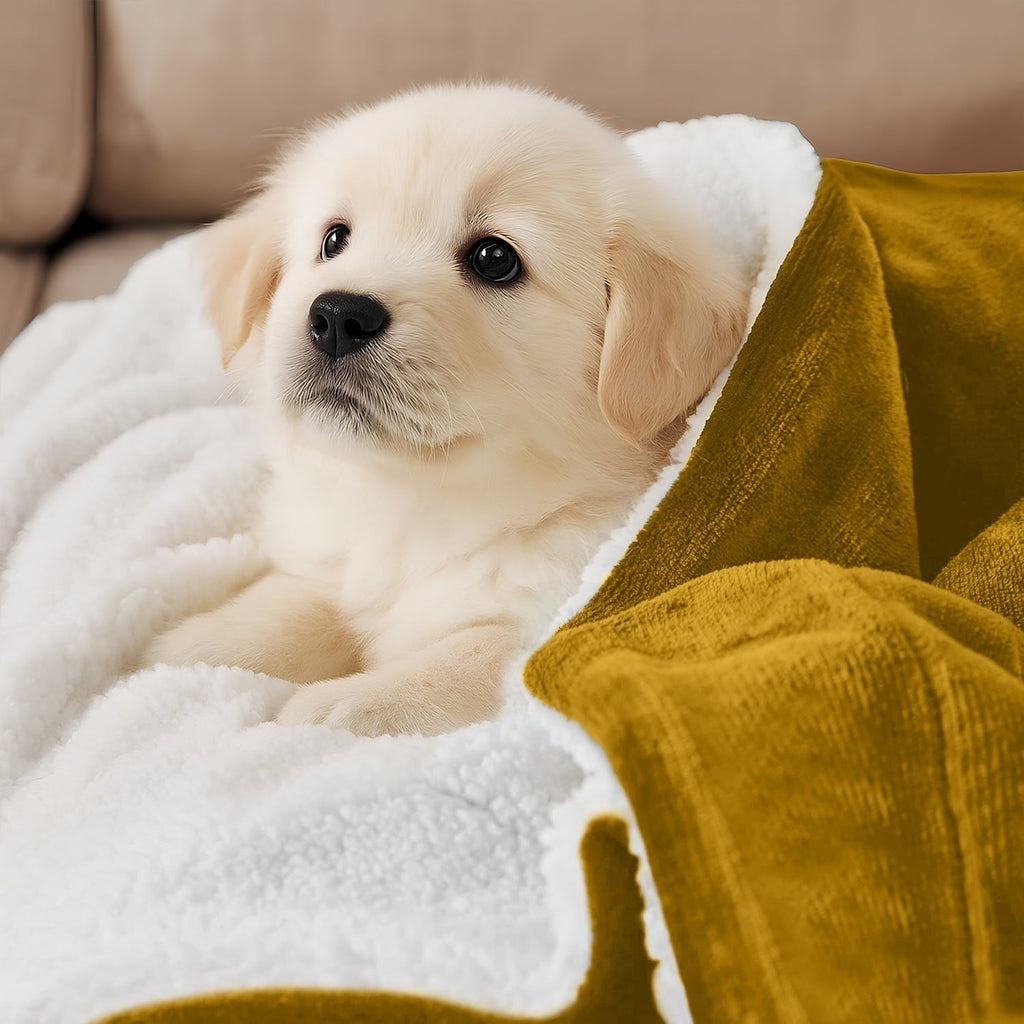 Decorative Knitted Moonlight20015 Sherpa Blanket Fluffy Plush Couch & Travel Blanket Reversible Throw Size Ochre Color - Cozy Fleece Throw Blanket for Couch & Bed Detail