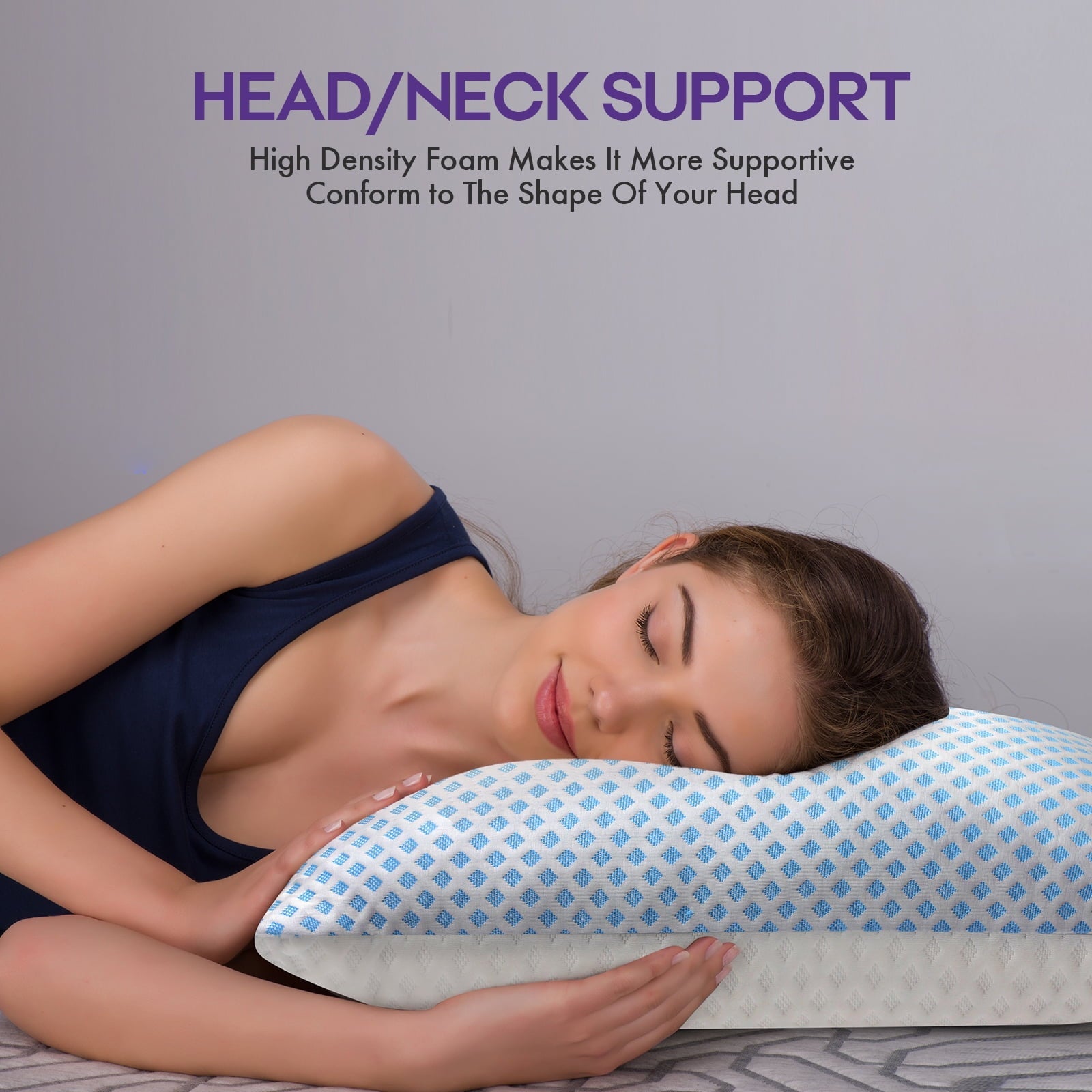 Ergonomic Memory Foam Cooling Pillows for Bed Sleeping Shredded Memory Foam Pillows Queen Size Set of 2 Pack 20 x 30 inches - Hotel Quality Plush Sleeping Pillows Detail