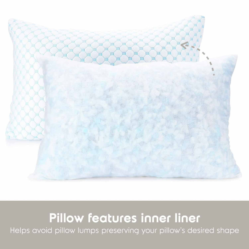 Fluffy Shredded Cooling Pillows for Bed, Memory Foam Bed Pillow, Queen Pillows 20” X 28”, 2 Pack - Hotel Quality Plush Sleeping Pillows Detail
