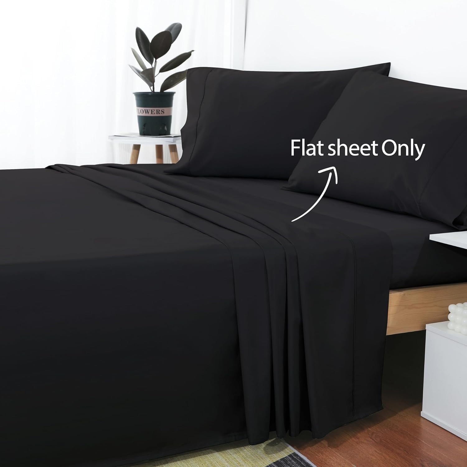 Premium Egyptian Cotton Sheet Only, 600 Thread Count 100% Egyptian Top Sheet 1Pcs, Cool & Breathable Bed Sheets Wrinkle, Fade, Stain Resistan... - Cooling Hotel Quality Bedding Sheets and Pillowcases Detail