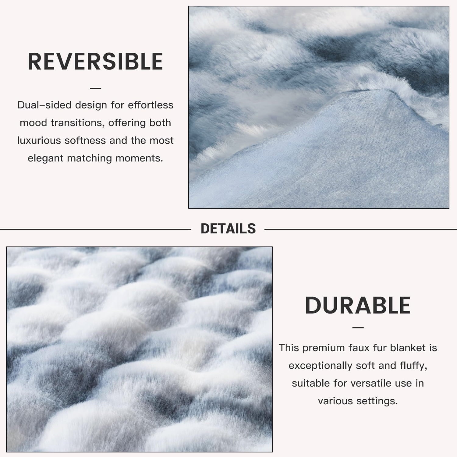 Cozy Fleece Faux Fur Blanket Fluffy Luxury Throw Blanket Plush Fuzzy Blanket for Couch Bed 50×60 Inches Tie-dyed Blue - Lightweight Plush Warm Blanket for All Seasons Detail
