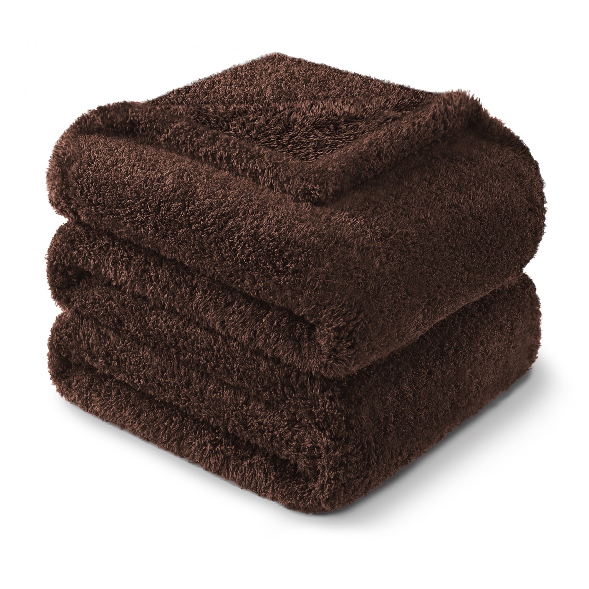 Cozy Fleece Fuzzy Fleece Throw Blanket for Couch Sofa, Lightweight Fluffy Solid Velvet Blanket, 50x60 Inches, Coffee - Luxury Knitted Decorative Throw Blanket with Fringes Detail