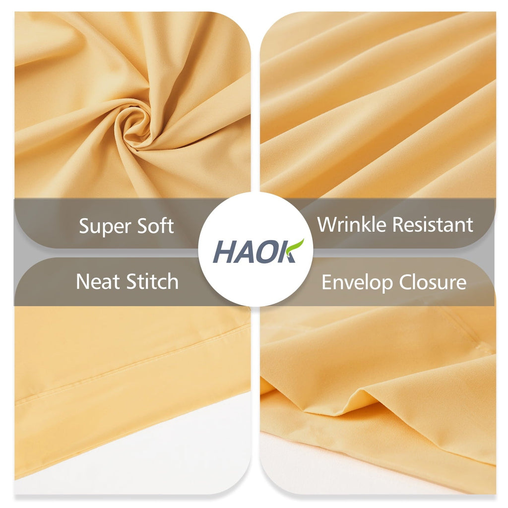 Decorative Plump Solid Print Pillow Cases, King, Beige, 2-Pieces - Hotel Quality Plush Sleeping Pillows Detail