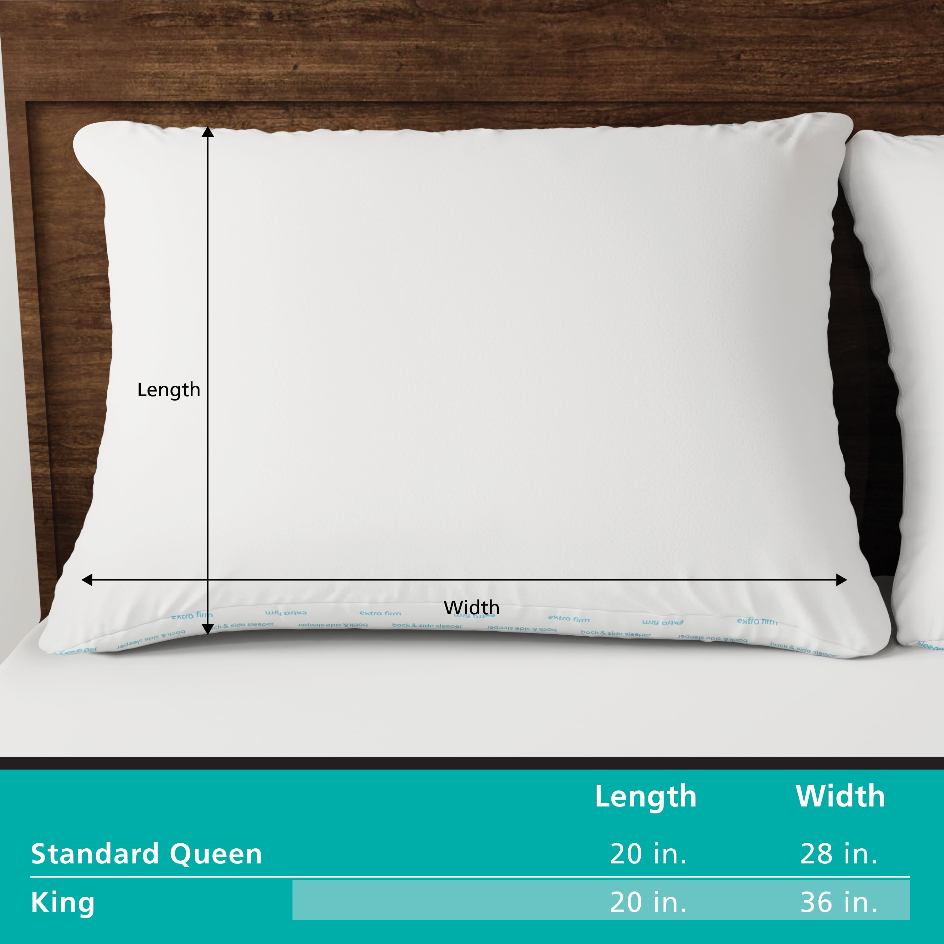 Ergonomic Memory Foam Back & Side Sleeper Bed Pillow, King - Extra Firm Support (4 Pack) - Hotel Quality Plush Sleeping Pillows Detail