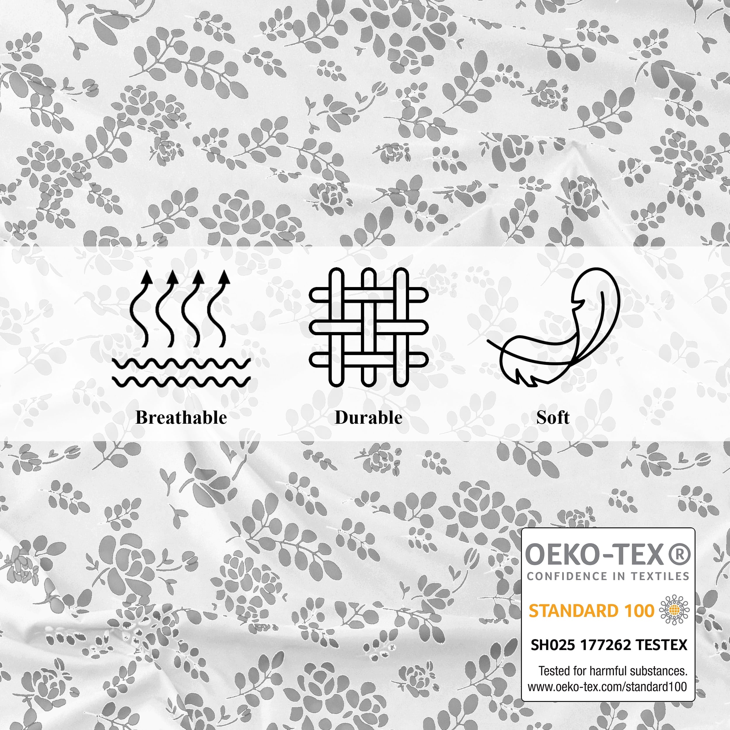 Ultra-Soft Lux Decor Twin Microfiber Bed Sheets - 3 Piece Floral Sheet Set, Soft Breathable Bedding, Wrinlkle Resistant, OEKO-TE... - Premium Ultra-Soft Pillowcase Pair for Sleeping Detail
