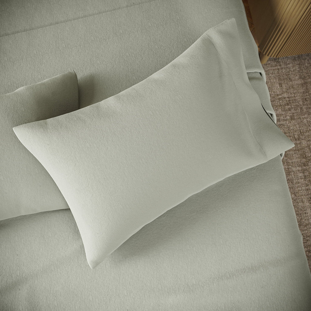 Ultra-Soft Solid 4-Piece 100% Cotton Washed Percale Sage Green Sheet Set, Full - Luxury Bed Sheet Set with Deep Pockets Detail