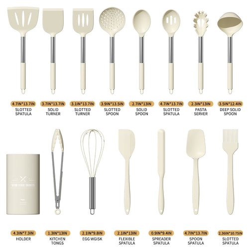 Chef-Quality Silicone Cooking Utensil Set, 30 Pcs Kitchen Utensils Set with Stainless Steel Handle, Food Grade Silicone Spatula Se... - Professional Kitchen Tool for Culinary Enthusiasts Detail