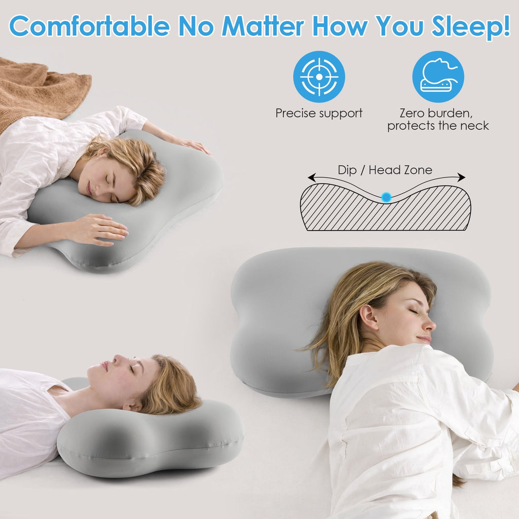 Hotel Collection Cervical Pillow Orthopedic Cervical Pillow for Neck Pain Relief, Memory Foam Bed Pillow with Pillowcase, Contour Bed ... - Ergonomic Memory Foam Pillow for Neck Pain Support Detail