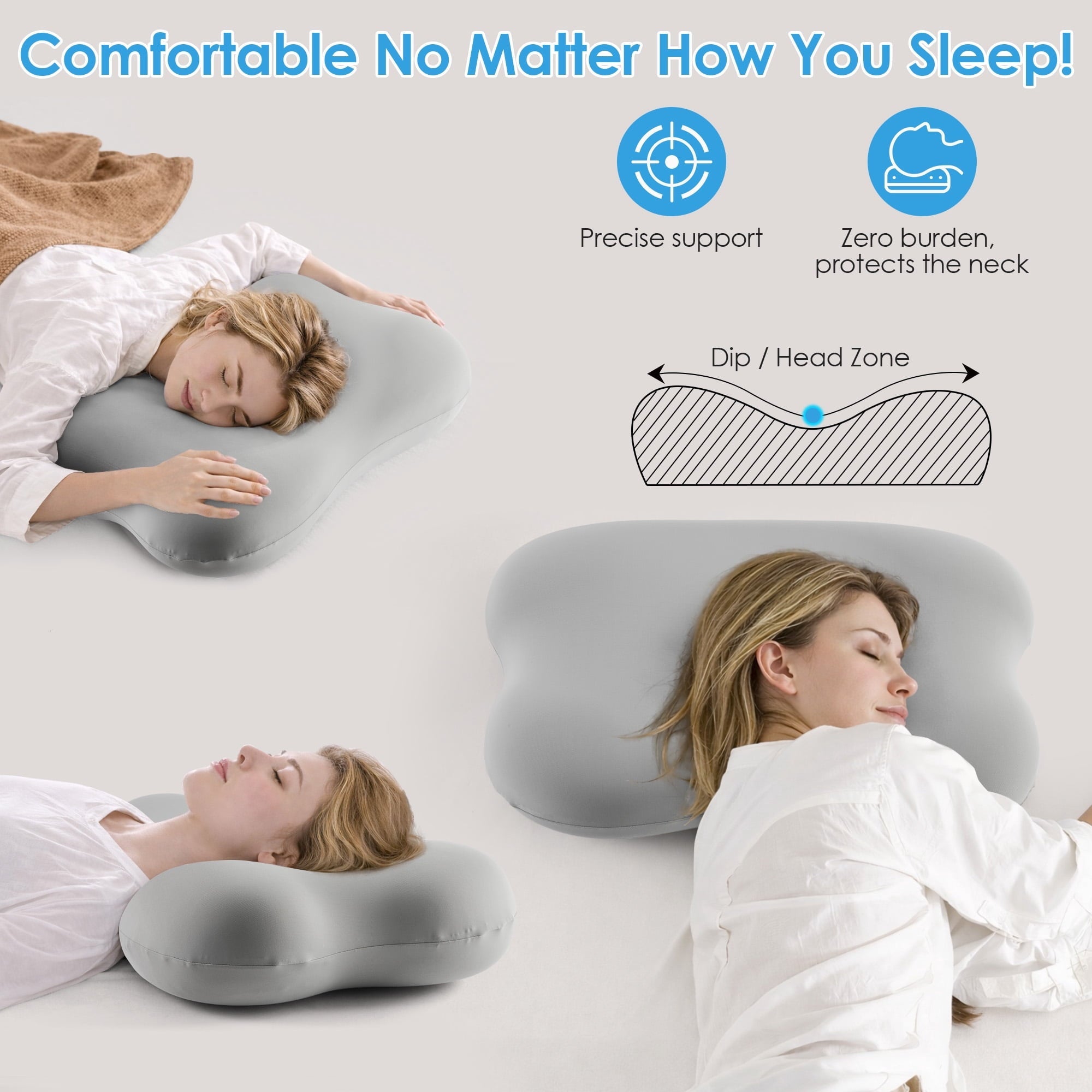 Hotel Collection Cervical Pillow Orthopedic Cervical Pillow for Neck Pain Relief, Memory Foam Bed Pillow with Pillowcase, Contour Bed ... - Ergonomic Memory Foam Pillow for Neck Pain Support Detail