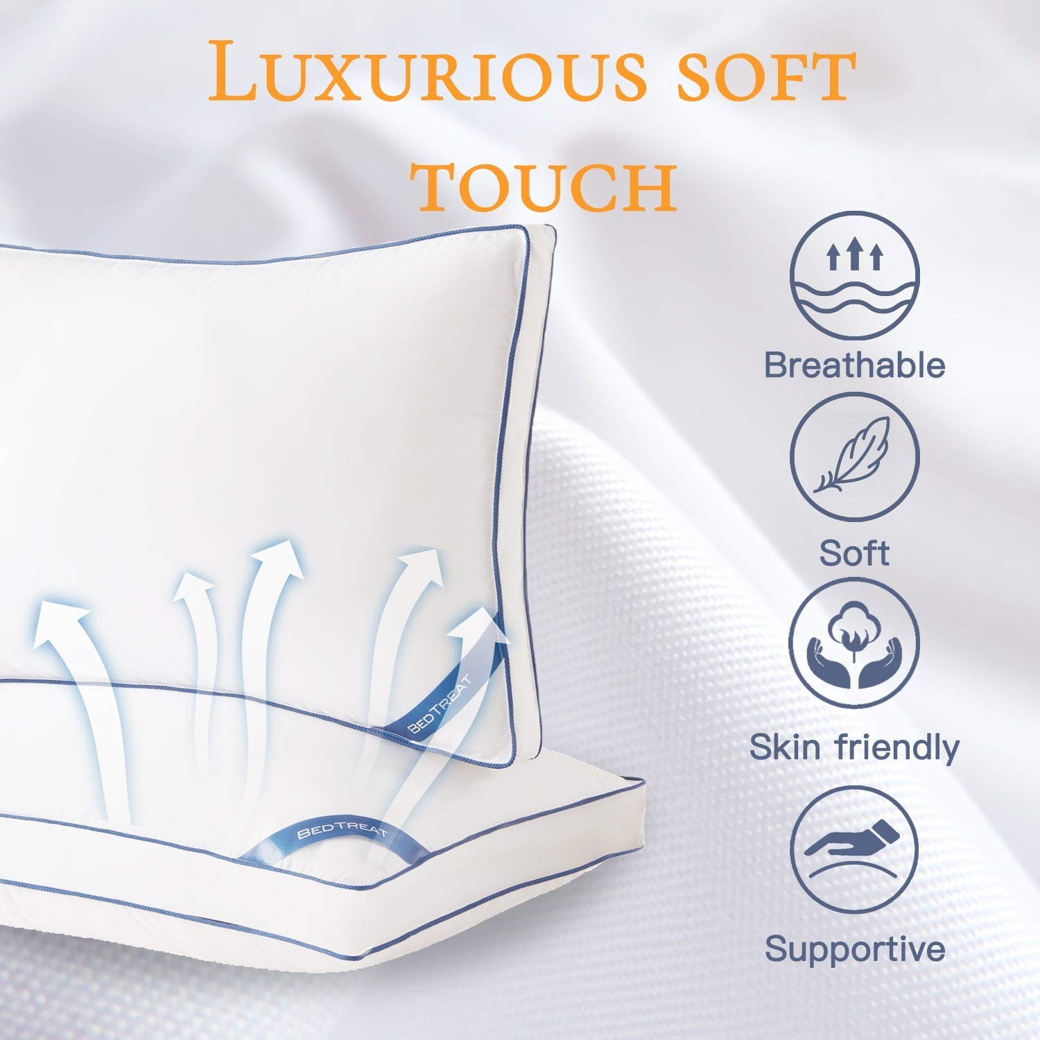 Ergonomic Memory Foam Goose Down Feather Pillows Queen Size Set of 2, Luxury Soft Hotel Quality pillows for Sleeping, Organic Cotton Cover ... - Ergonomic Memory Foam Pillow for Neck Pain Support Detail