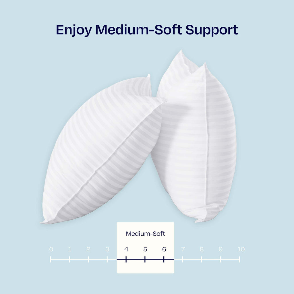 Hotel Collection 2-Pack Comfort Bed Pillows Standard size set of 2 for Sleeping, Pillows, for Back, Stomach or Side Sleepers, 20 x 26 ... - Decorative Throw Pillow Cushion for Sofa & Bed Detail