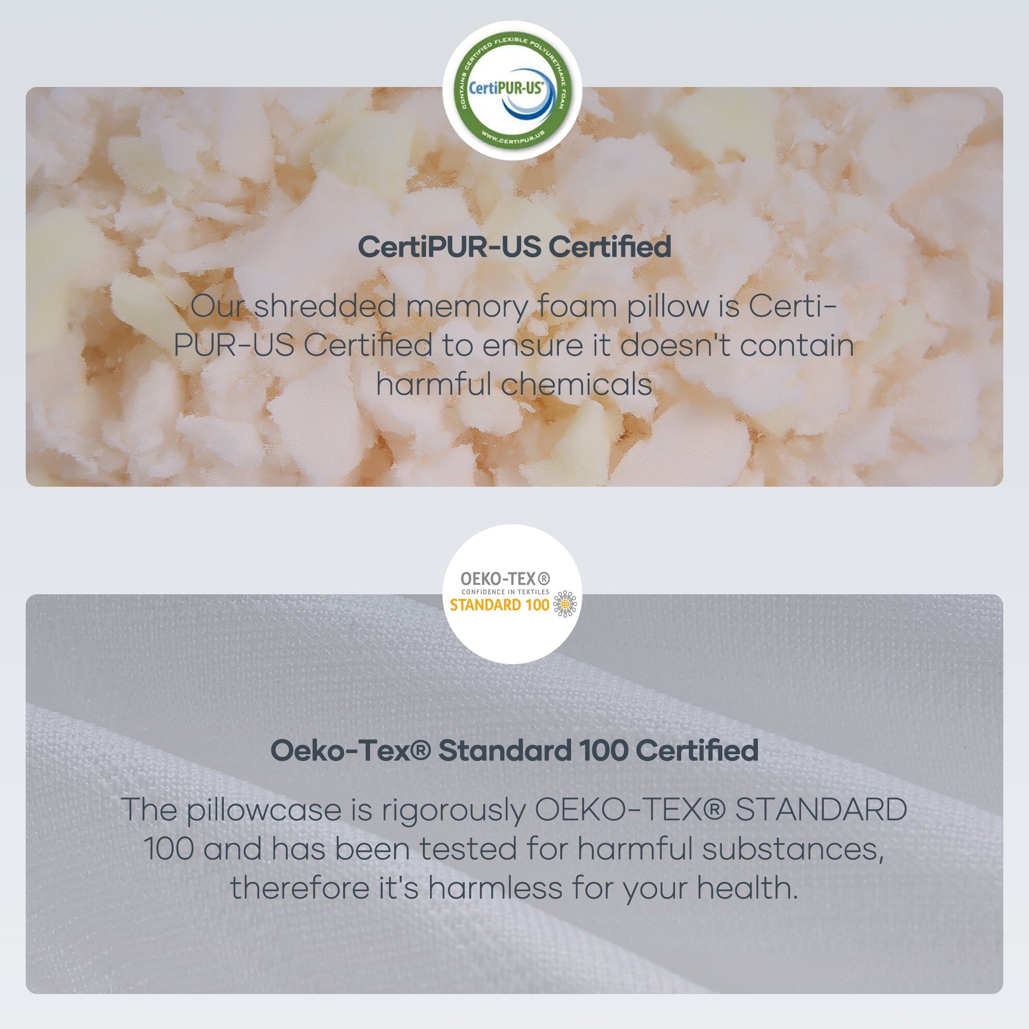Decorative Plump Shredded Memory Foam Pillow 2 Pack Pillow for Bed, Side, Back and Stomach Sleepers, CertiPUR-US Certified 28"x20" - Orthopedic Shredded Foam Bed Pillow Set Detail