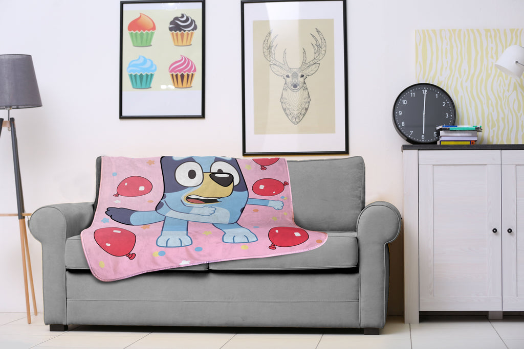 Lightweight Warm Balloon Party 46" x 60" Throw Blanket, Kids, Pink, Microfiber - Super Soft Reversible Sherpa Flannel Blanket Detail