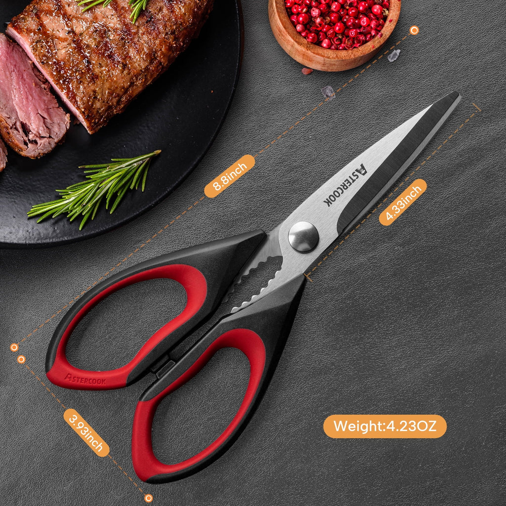 Innovative 2 Pcs Kitchen Scissors, Heavy Duty Shears with Serrated Blade, Ergonomic Handle Food Scissor for Poultry, H... - Innovative Kitchen Helper for Modern Cooking Detail