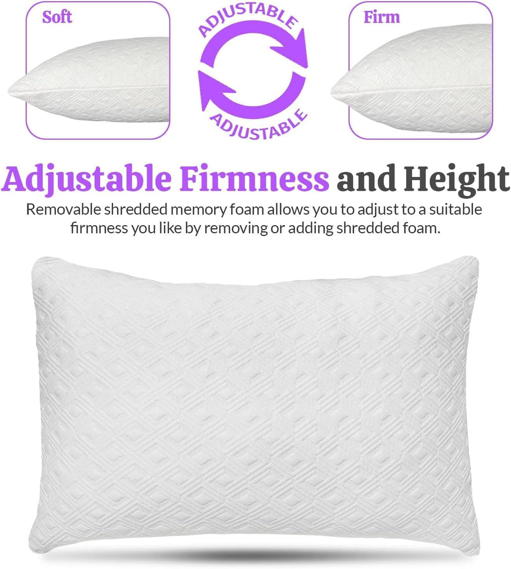 Decorative Plump King Size Bamboo Pillow, Memory Foam Bed Pillows with Washable Pillowcases, King - Ergonomic Memory Foam Pillow for Neck Pain Support Detail