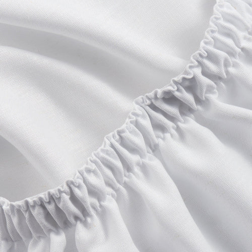 Cooling Sateen 4-Piece White Lyocell & Linen Blend Percale Bed Sheet Set, Queen - Cooling Hotel Quality Bedding Sheets and Pillowcases Detail