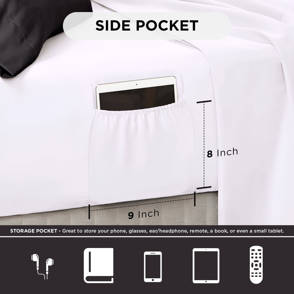 Heavyweight Warmth Queen Comforter Set, Bedding Comforter Set Queen Size W/ Side Pockets, Black, 9 Pieces - Cloud-Like Soft Lightweight Bed Comforter Detail