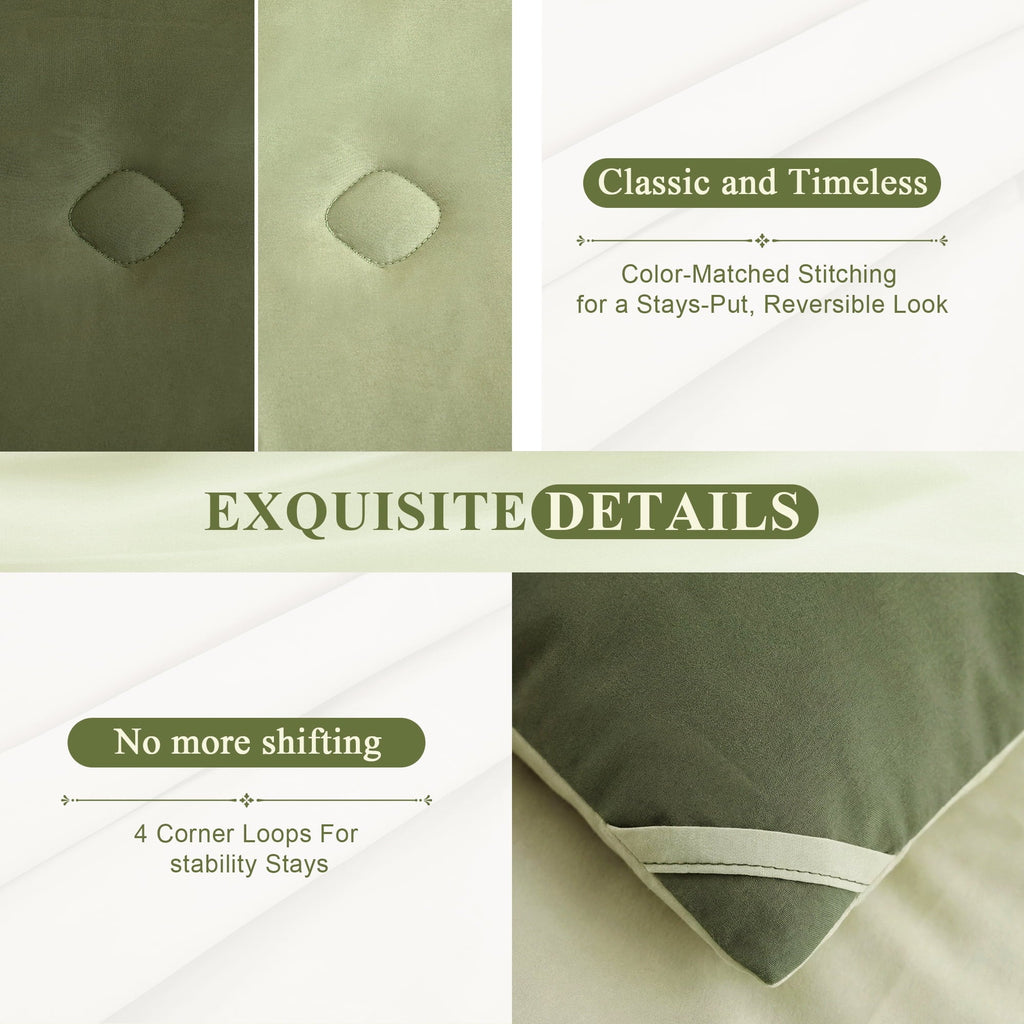 Luxurious Quilted 7 Pieces Comforter Set Queen，Bed in A bag，All Seasons Bedding sets with Comforter,Fitted Sheet,Flat Sheet,Pillowcases... - Luxurious Quilted Duvet Cover Set Detail