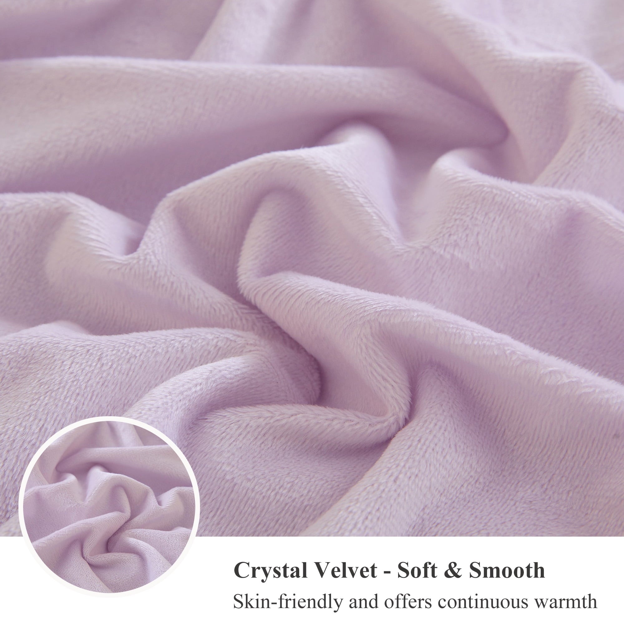 Reversible Sherpa Fluffy Faux Rabbit Fur Throw, Cozy Wide Stripe Plush Fuzzy Blanket for Bed Couch Sofa Chair, Light Purple Shaggy Thro... - Cozy Fleece Throw Blanket for Couch & Bed Detail