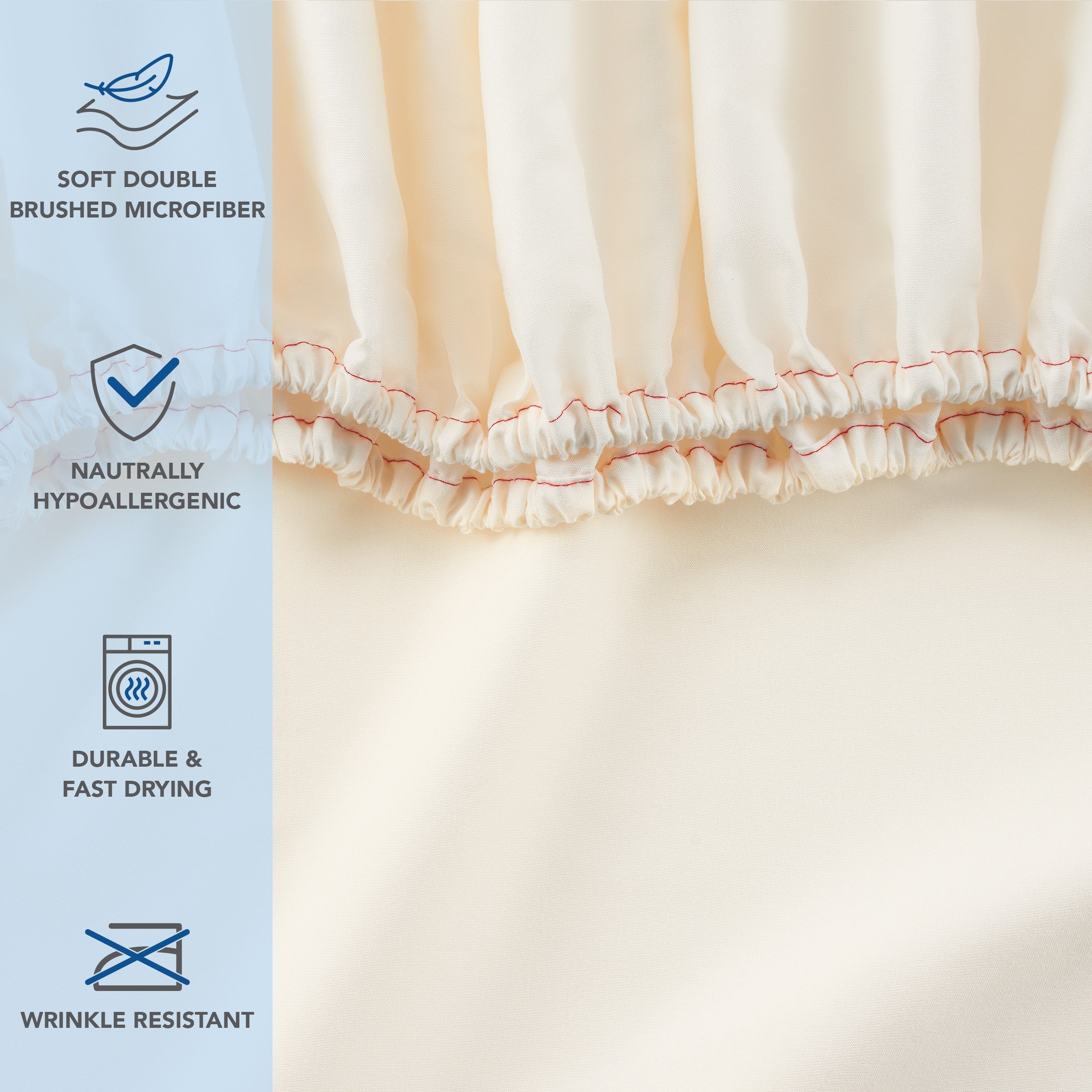 Ultra-Soft Brushed Microfiber Fitted Sheets - Bedding Essentials - Full - (6 Pack) Ivory - Luxury Bed Sheet Set with Deep Pockets Detail