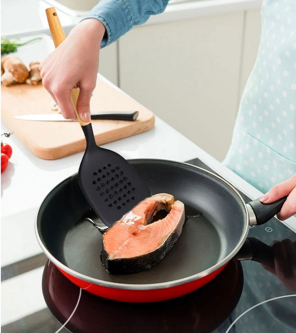 Heavy Duty Kitchen and Cooking Utensil Turner, 13" L, Black - Multi-Purpose Hand Tool for Daily Meal Prep Detail