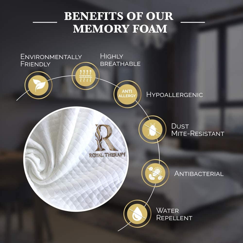 Decorative Plump Queen Memory Foam Pillow + Extra Pillowcase, Bed Pillow for Neck & Shoulders for Adult - Ergonomic Memory Foam Pillow for Neck Pain Support Detail