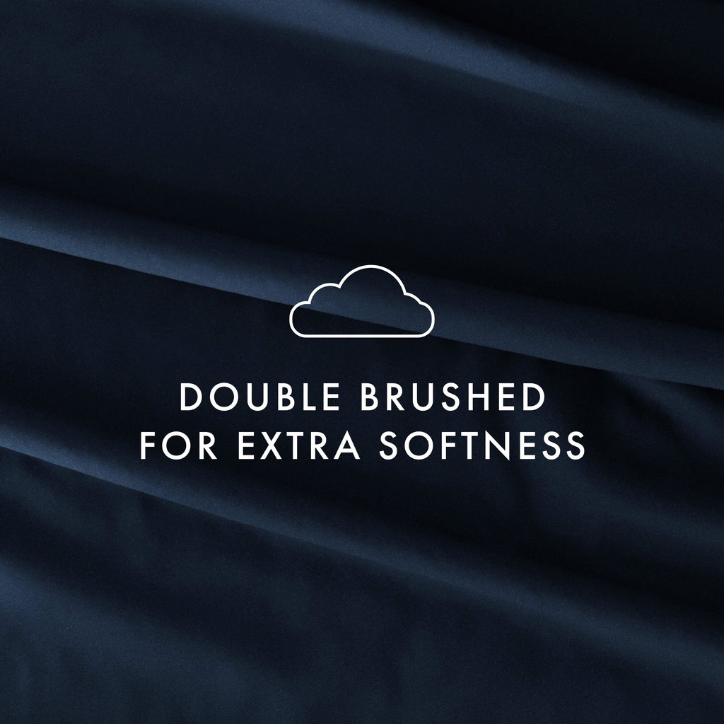 Cooling Sateen 4 Piece Solid Microfiber Bed Sheet Set, Navy, Queen - Cooling Hotel Quality Bedding Sheets and Pillowcases Detail