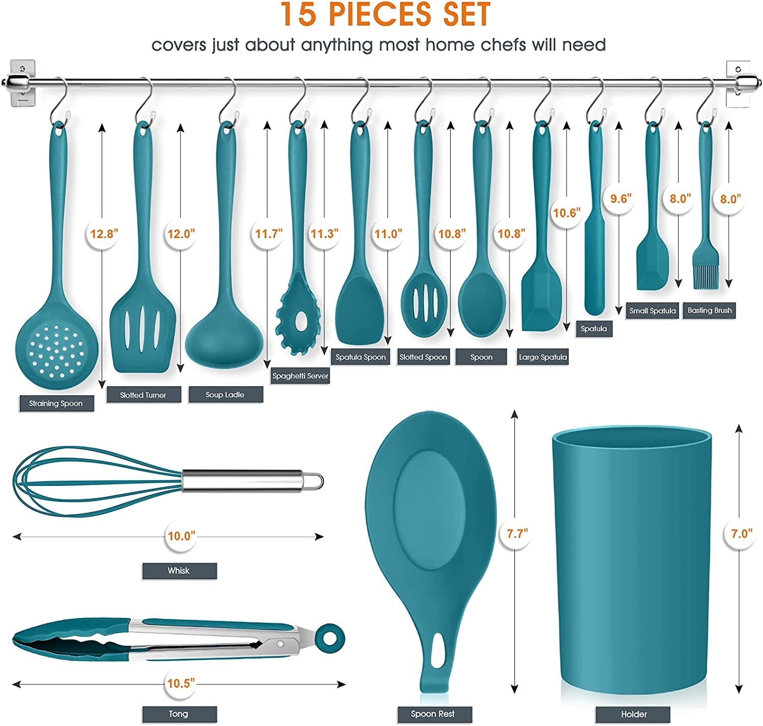 Professional Grade 15-Piece Kitchen Utensils Set, Silicone Cooking Utensils with Holder, Non-stick Cookware Friendly & Heat Resistant - ... - High-Precision Culinary Tool for Baking & Cooking Detail