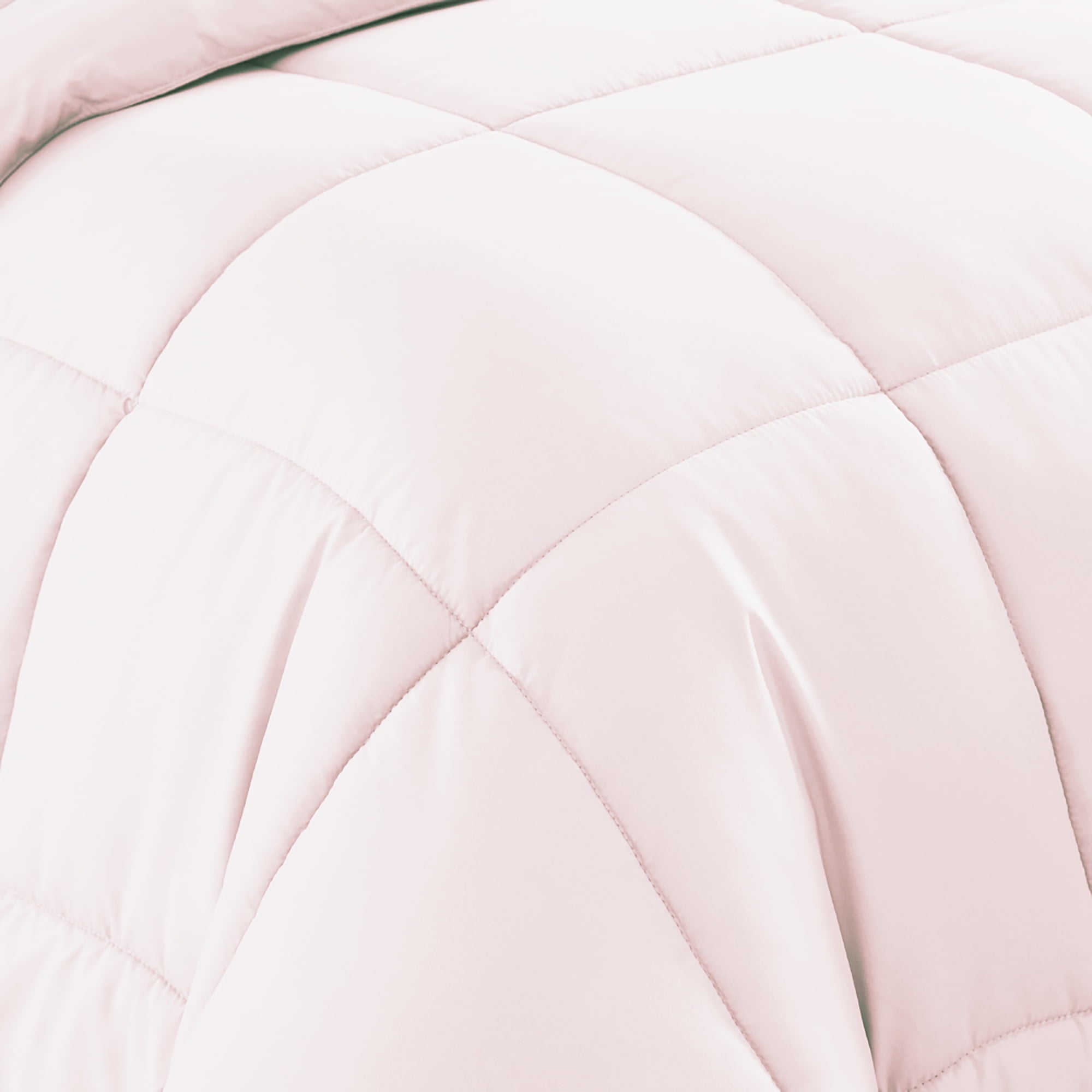 All-Season Supreme 7 Piece Bed-In-A-Bag All Season Solid Comforter & Sheet Set, Full, Pale Pink - Luxurious Quilted Duvet Cover Set Detail