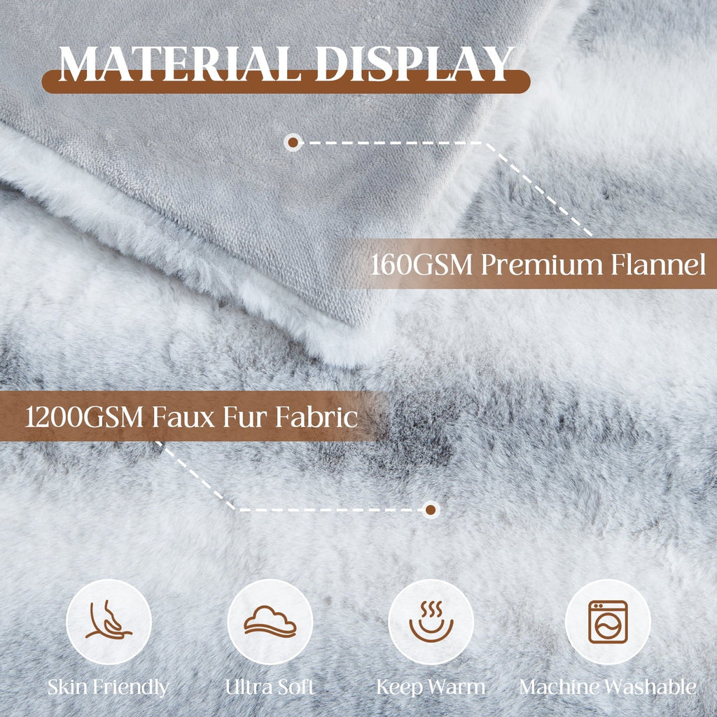 Reversible Sherpa Luxury Faux Fur Throw Blanket for Bed Super Thick Warm Fuzzy Blankets for Bedroom Living Room, 60" x 80", White - Luxury Knitted Decorative Throw Blanket with Fringes Detail