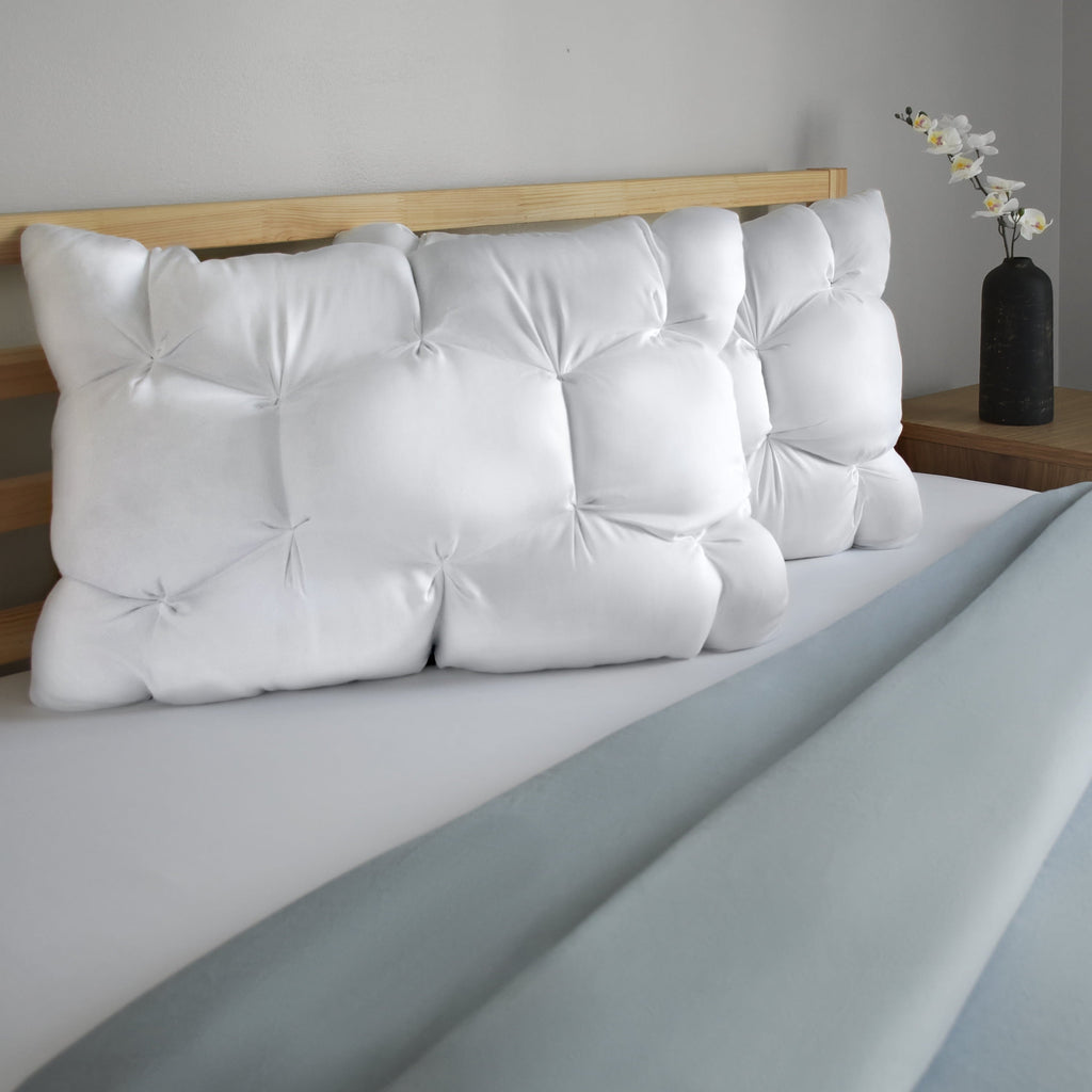 Fluffy Shredded Down Alternative Cloud Luxe Bed Pillows, Standard/Queen - Adaptive Huggable Core (2 Pack) - Orthopedic Shredded Foam Bed Pillow Set Detail