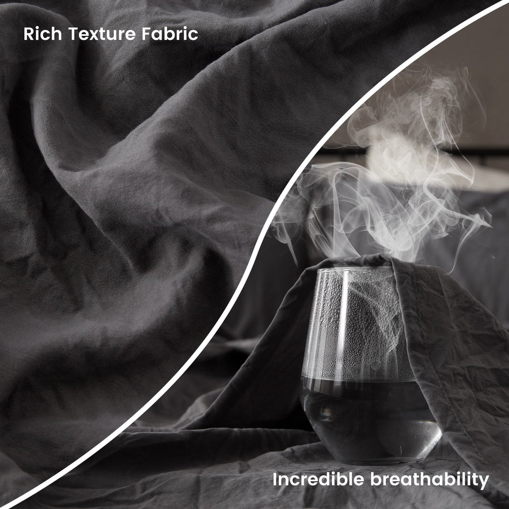 Breathable Luxury Bed Sheets - Full Size Bed Sheets - Washed Microfiber - 4 Piece Hotel Luxury Bedding Sheets with Fitted Sheet, Flat S... - Cooling Hotel Quality Bedding Sheets and Pillowcases Detail