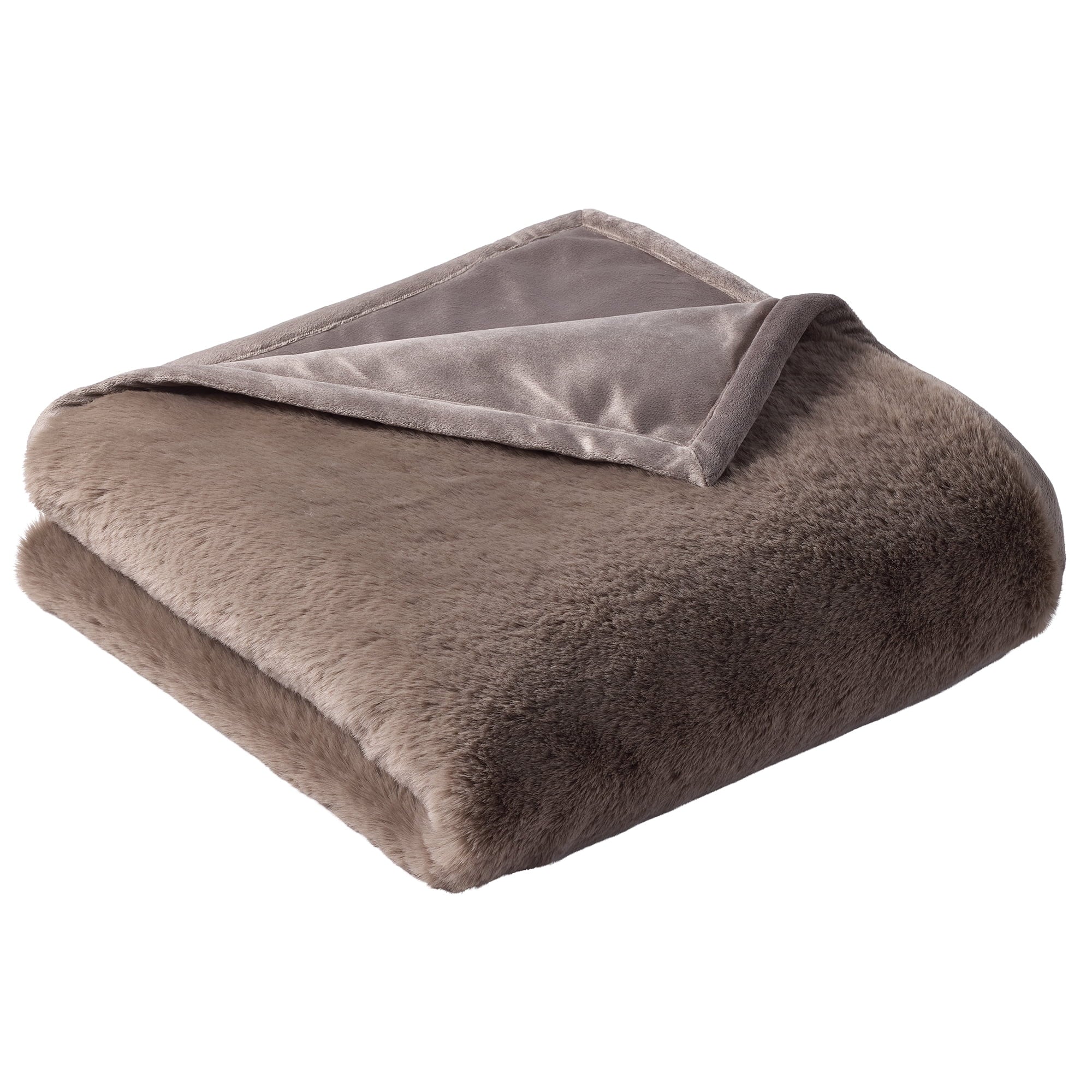 Reversible Sherpa Grey Faux Fur Ultra Soft Luxury Oversized Throw Blanket 50" x 72", Grey Bisque - Lightweight Plush Warm Blanket for All Seasons Detail