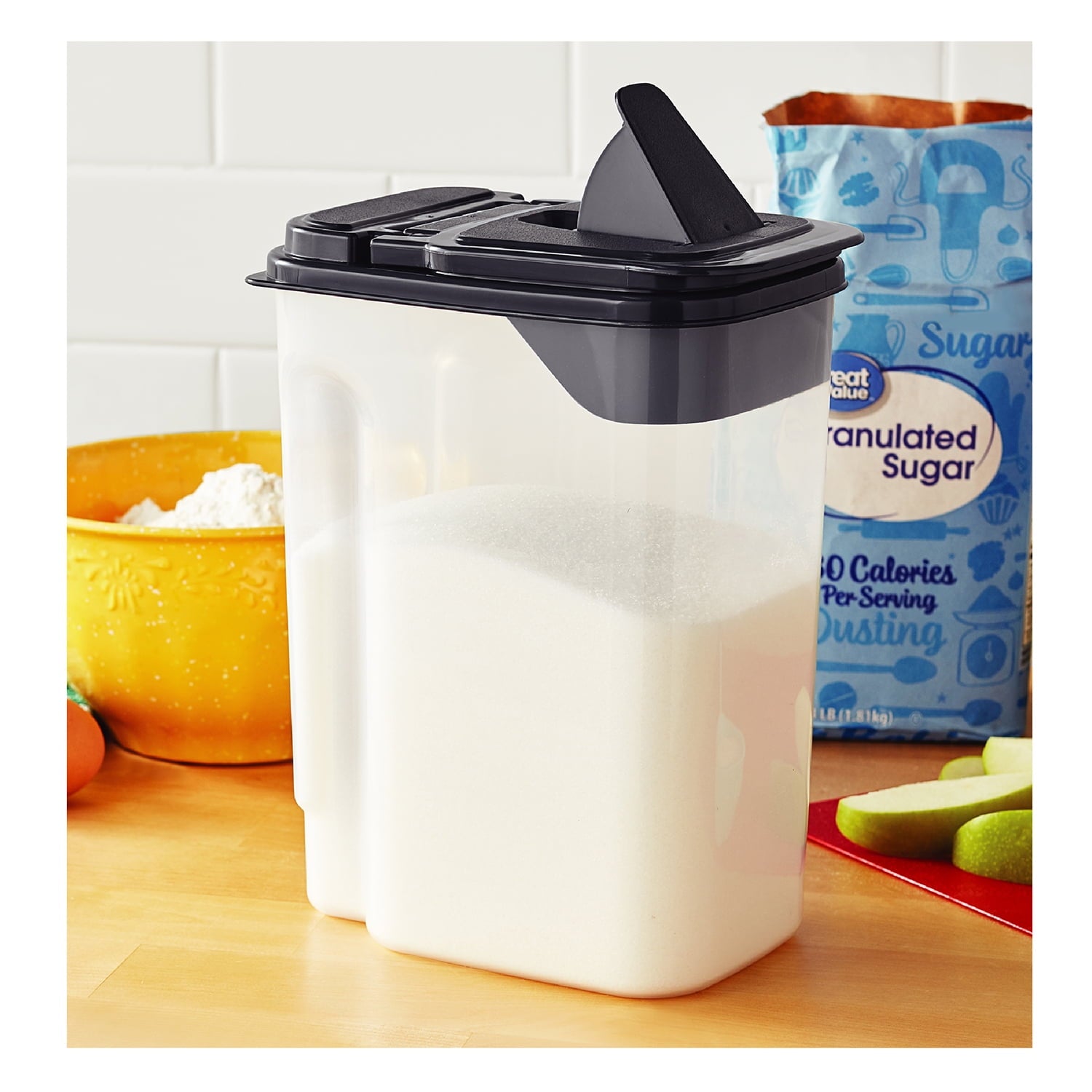 Playful Geometric 3.5 QT Plastic Food Dispenser, Clear with Gray Lid (1 Each) 7.5" L x 3.75" W x 9.25" H, Designed to Help wi... - Playful Star & Heart Shaped Geometric NeeDoh Detail