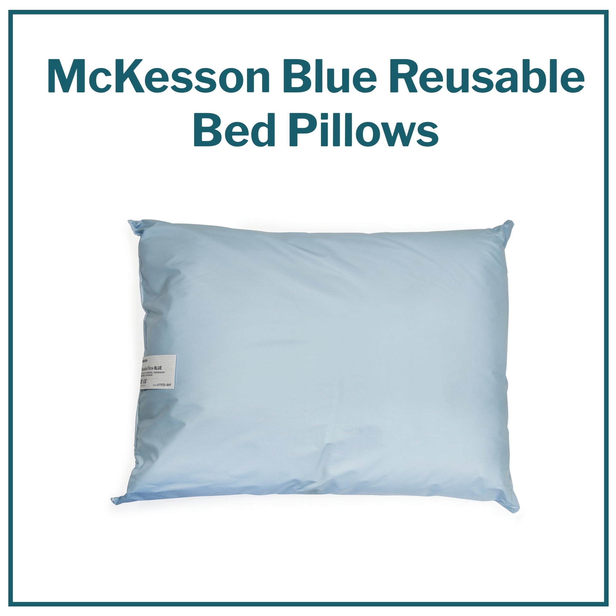 Ergonomic Memory Foam Reusable Water-Resistant Soft Polyester Fill Blue Bed Pillow, 19" x 25", 1 Ct - Hotel Quality Plush Sleeping Pillows Detail