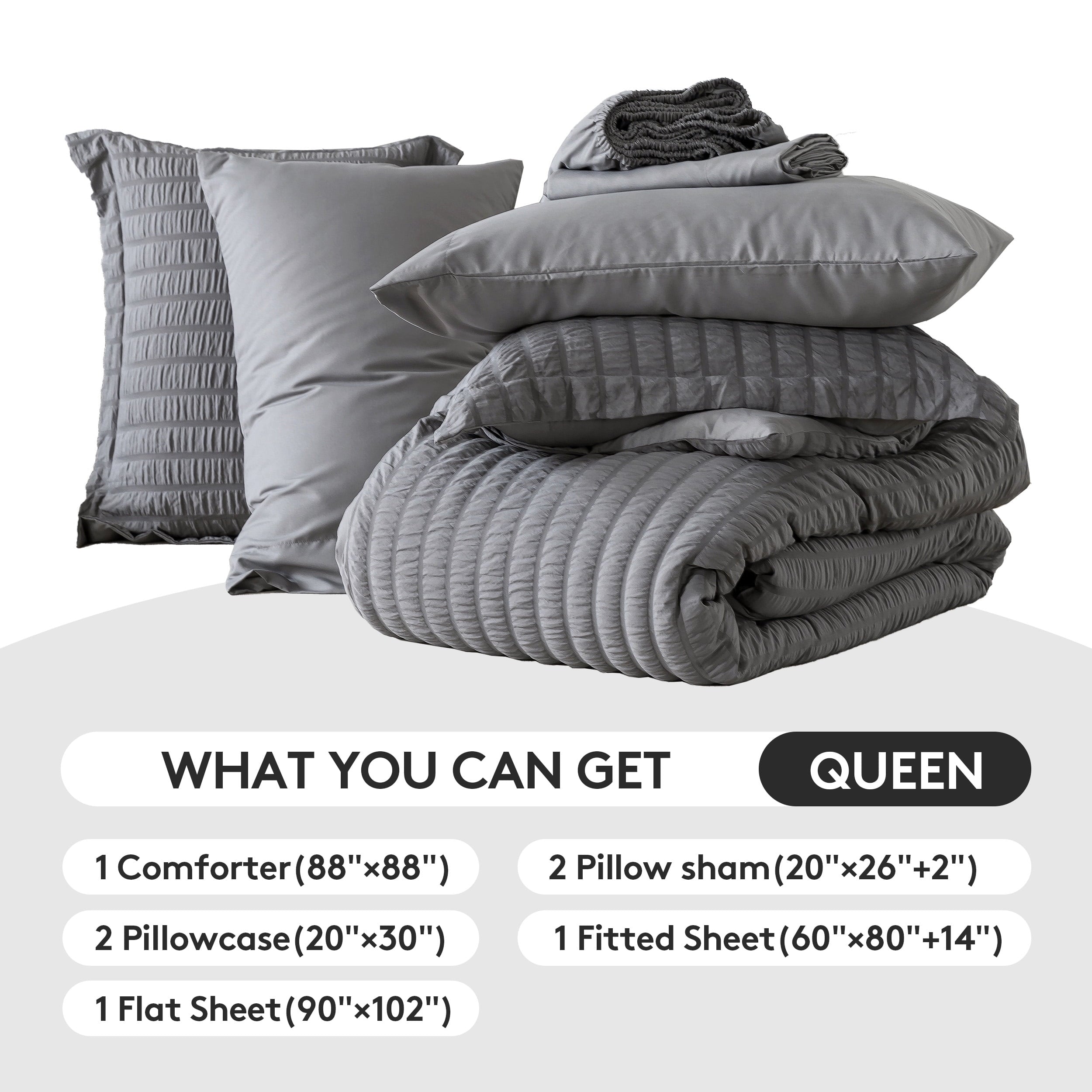 All-Season 7 Piece Queen Comforter Set, Bed in a Bag with Sheets, Pillowcases & Shams, All Season Soft Bedding, Cozy and Lightwe... - Cloud-Like Soft Lightweight Bed Comforter Detail