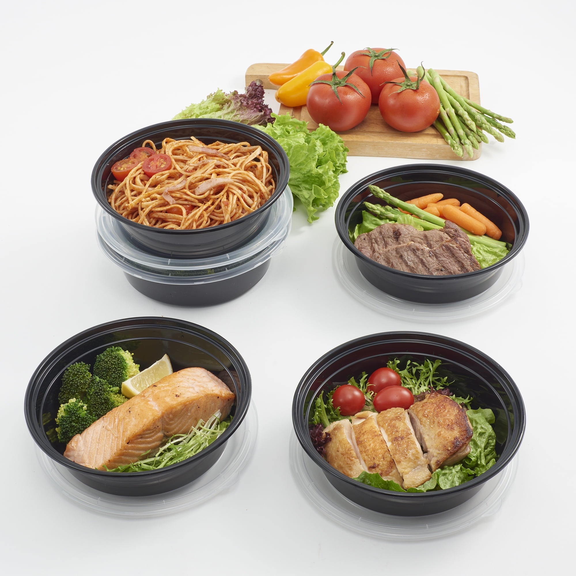 Sweet Treat Shaped 5-Pack Round Meal Prep Containers with Lids, 1L, BPA-Free, Microwave & Dishwasher Safe, Ideal Use for Meal ... - Playful Star & Heart Shaped Geometric NeeDoh Detail