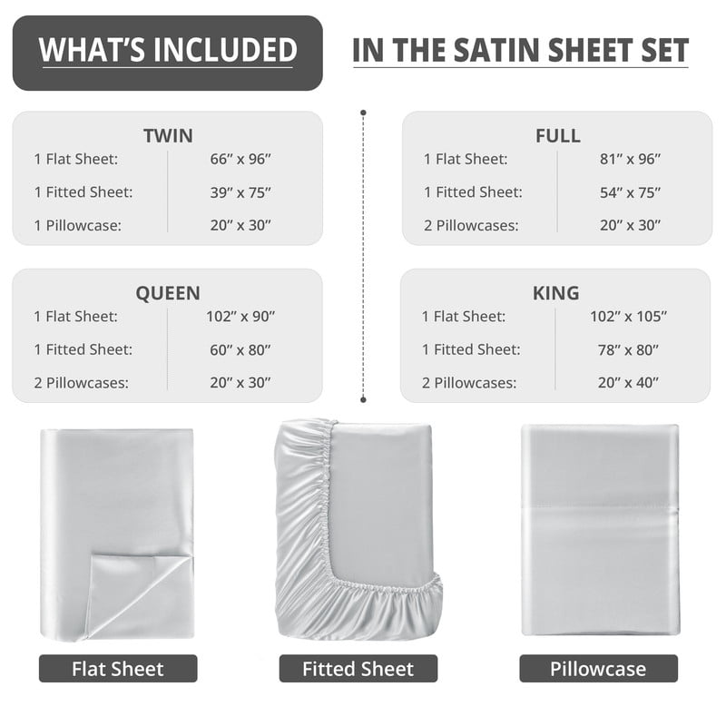 Breathable Luxury Lux Decor Luxury Satin Sheets King Size - 4 Piece Cooling Bed Sheet Set, Silky Soft & Smooth, Deep Pockets up to 15",... - Luxury Bed Sheet Set with Deep Pockets Detail