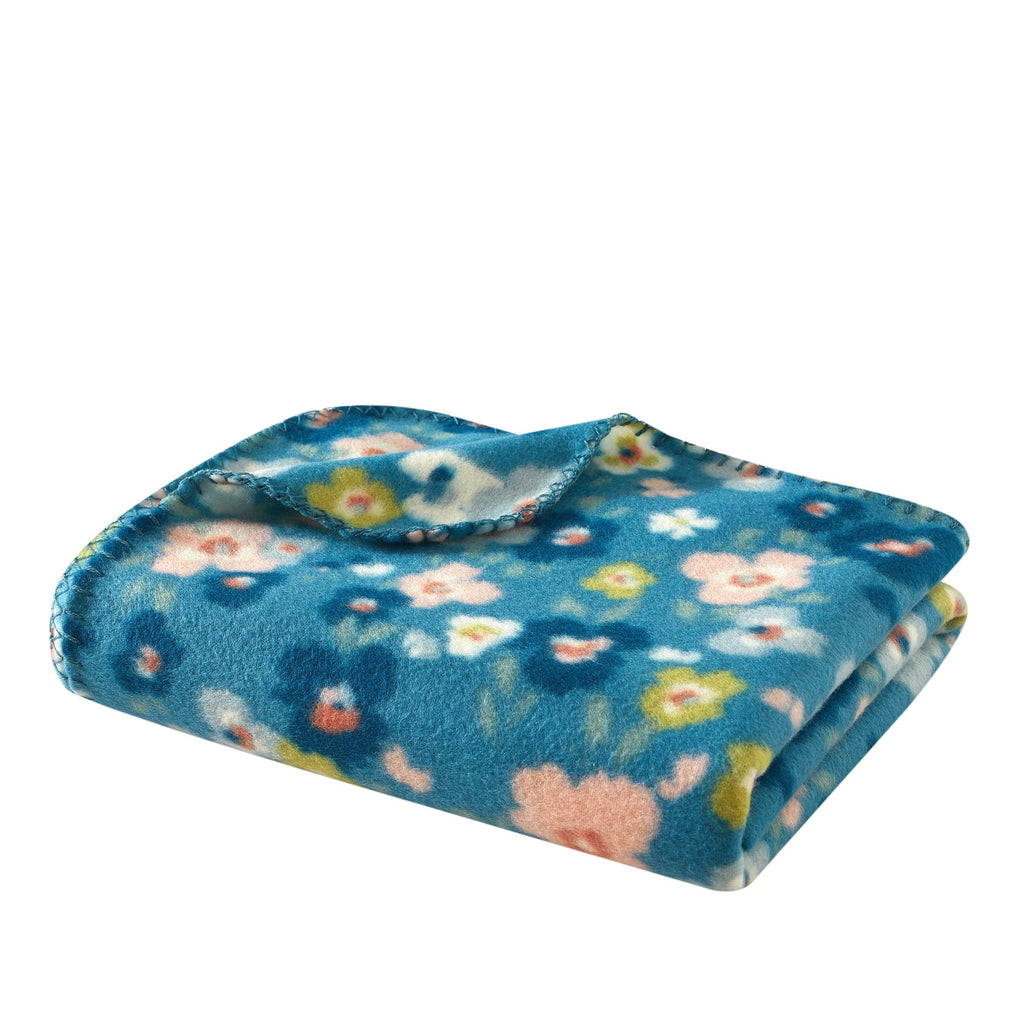 Reversible Sherpa Cozy Fleece Throw Blanket Delightful Floral 50" x 60", All Ages - Luxury Knitted Decorative Throw Blanket with Fringes Detail