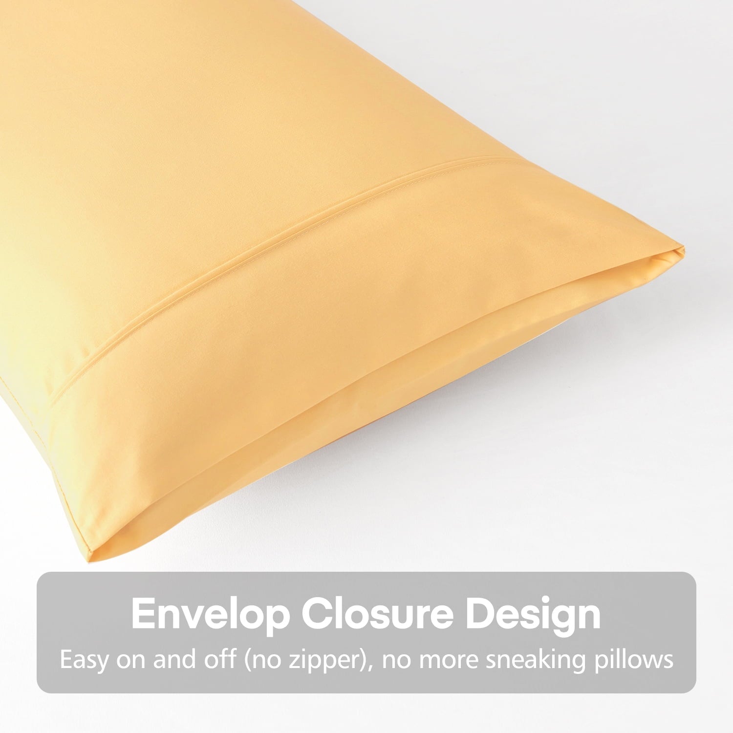 Decorative Plump Solid Print Pillow Cases, King, Beige, 2-Pieces - Hotel Quality Plush Sleeping Pillows Detail