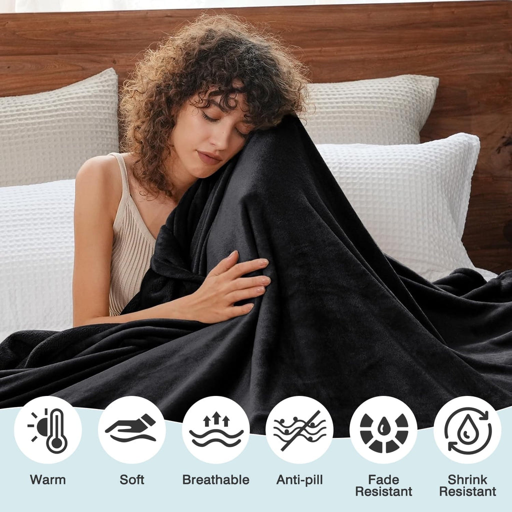 Decorative Knitted Throw Size Blanket, Luxury Plush Cozy Fuzzy Fleece Blanket, Super Soft Warm Big Lightweight Throw Blanket All Seasons... - Cozy Fleece Throw Blanket for Couch & Bed Detail