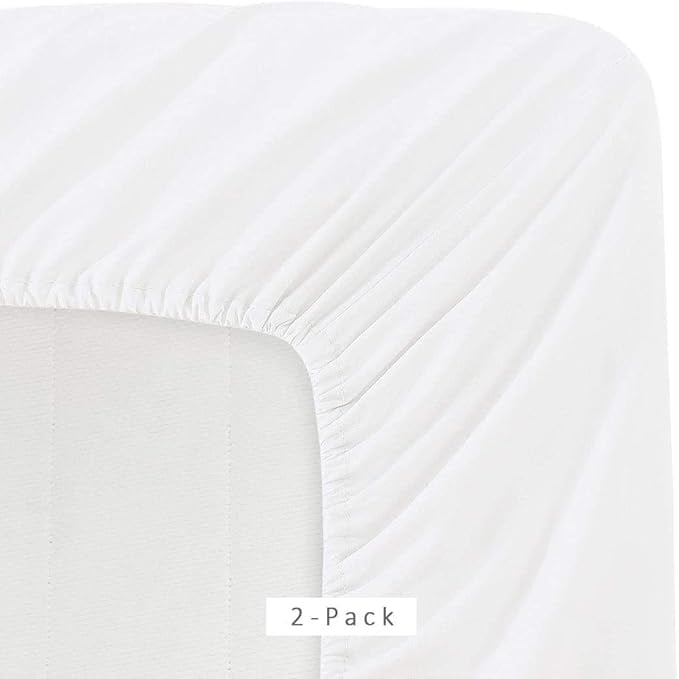 Premium Egyptian Cotton Jersey Knit Microfiber 2 Twin XL Fitted Bottom Bed Sheets (2-Pack) 1800 Ultra Soft - Hypoallergenic - 15" Deep Pocket... - Breathable Egyptian Cotton Flat & Fitted Sheets Detail