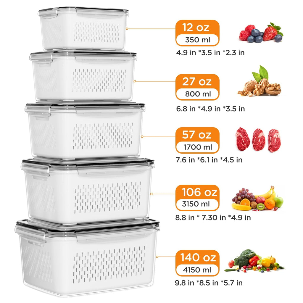 Deliciously Squishy 5 Pack Fruit Storage Containers for Fridge with Removable Colanders and Lids, 5 in 1 Leakproof Fridge Organizer Bins ... - Deliciously Soft Cupcake Sensory Glob Detail