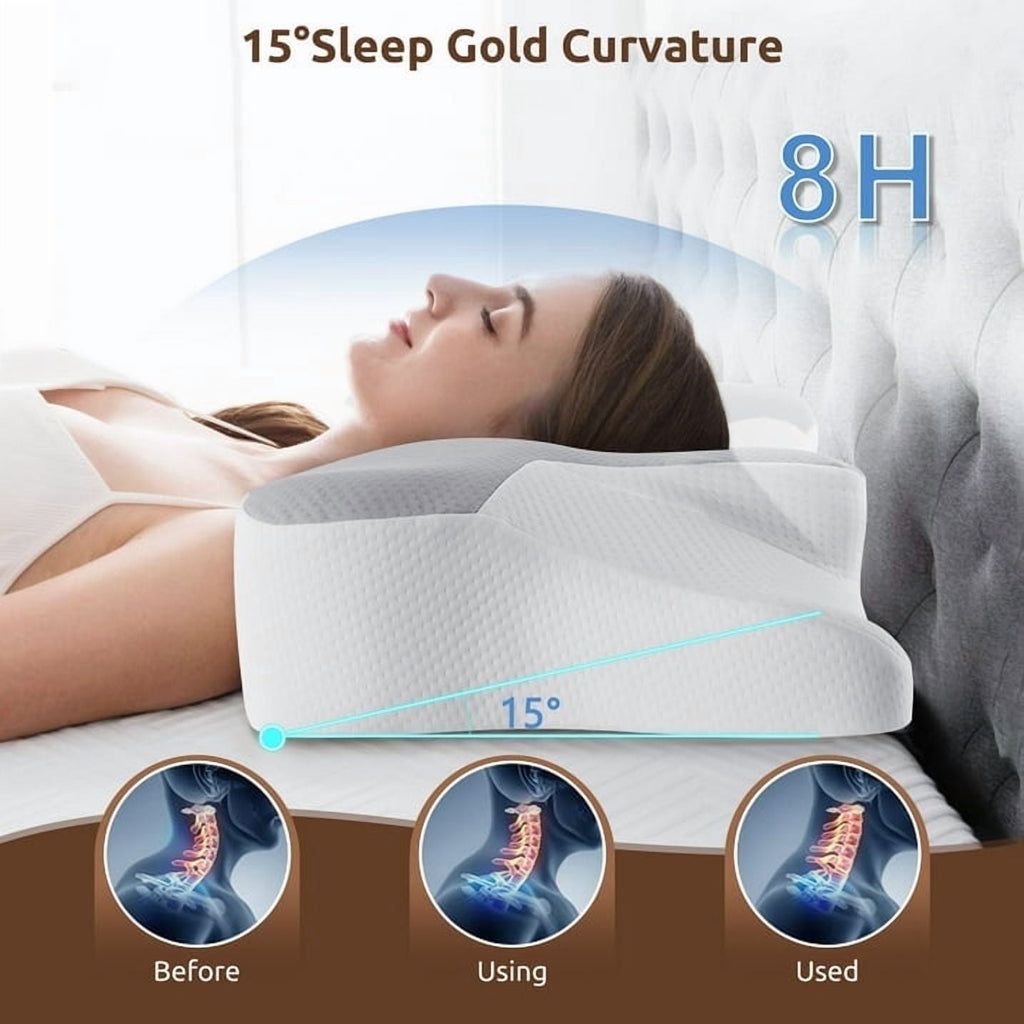 Fluffy Shredded Cervical Pillow for Sleeping Memory Foam Neck Pain Relief Contour Orthopedic Ergonomic Pillows for Women Side Sleeper... - Decorative Throw Pillow Cushion for Sofa & Bed Detail